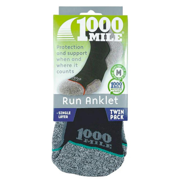 1000 Mile Repreve Run Anklet Sock | Eco Sports Twin Pack - Borderland Muff