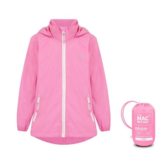 Mac in a Sac Kids Waterproof Breathable Windproof Packable Origin Jacket-PINK - Borderland Muff