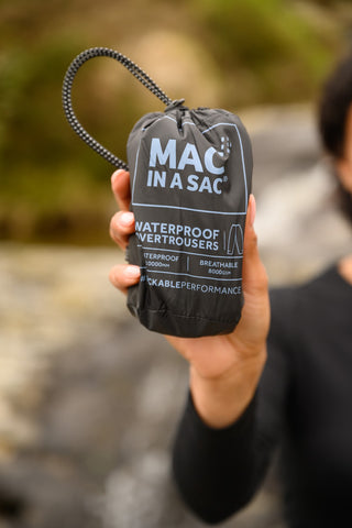 Mac in a Sac Adults Waterproof Breathable Windproof Packable Overtrousers-BLACK - Borderland Muff