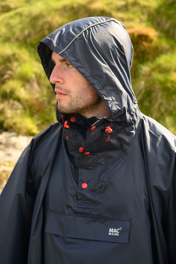 Mac in a Sac Adults Waterproof Breathable Windproof Unisex Packable Poncho-NAVY - Borderland Muff