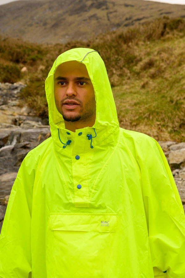 Mac in a Sac Adults Waterproof Breathable Windproof Packable Poncho-NEON YELLOW - Borderland Muff