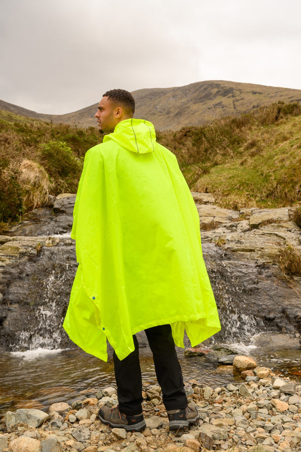 Mac in a Sac Adults Waterproof Breathable Windproof Packable Poncho-NEON YELLOW - Borderland Muff