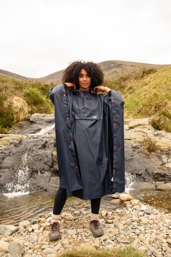Mac in a Sac Adults Waterproof Breathable Windproof Unisex Packable Poncho-NAVY - Borderland Muff