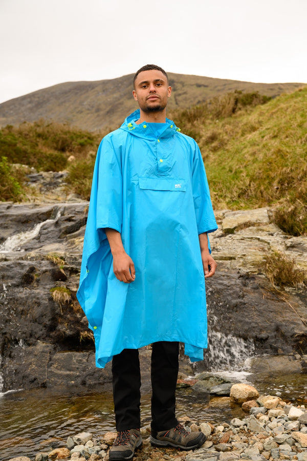 Mac in a Sac Adults Waterproof Breathable Windproof Unisex Packable Poncho-NEON BLUE - Borderland Muff