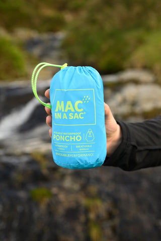 Mac in a Sac Adults Waterproof Breathable Windproof Unisex Packable Poncho-NEON BLUE - Borderland Muff