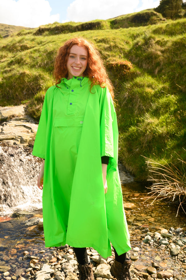 Mac in a Sac Adults Waterproof Breathable Windproof Packable  Poncho-NEON GREEN - Borderland Muff