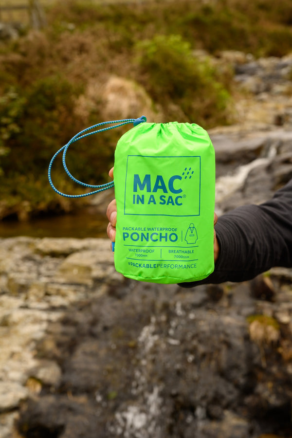 Mac in a Sac Adults Waterproof Breathable Windproof Packable  Poncho-NEON GREEN - Borderland Muff