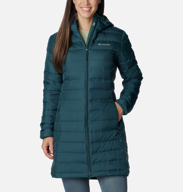 Columbia Ladies Lake 22 Long Hooded Down Jacket -NIGHT - Borderland Muff