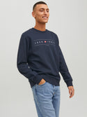 Jack & Jones JJFLAG Sweat Crew Neck-NAVY BLAZER - Borderland Muff