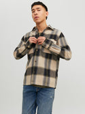 Jack & Jones JJDARREN Flannel Overshirt-MOONBEAM - Borderland Muff