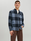 Jack & Jones Owen Long Sleeve Check Comfort Shirt-NAVY BLAZER - Borderland Muff
