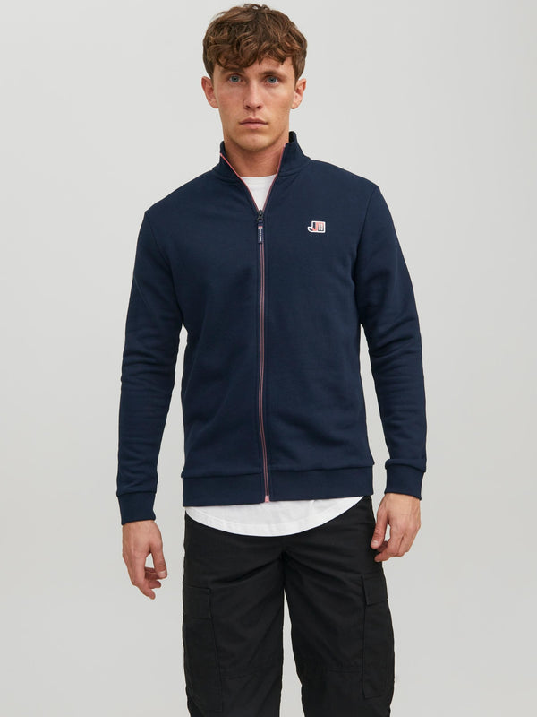 Jack & Jones Logan High Neck Full Zip Sweat-NAVY - Borderland Muff