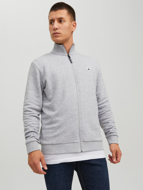 Jack & Jones Logan High Neck Full Zip Sweat-LIGHT GREY - Borderland Muff