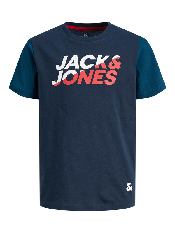 Jack & Jones Jnr Kobberoe Crew Neck Tee-NAVY BLAZER - Borderland Muff