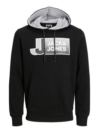 Jack & Jones LOGAN Plus Size Overhead Hoody-BLACK - Borderland Muff