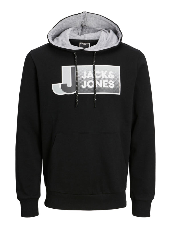 Jack & Jones LOGAN Plus Size Overhead Hoody-BLACK - Borderland Muff