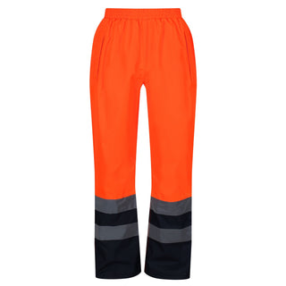 Regatta Pro Hi Vis Waterproof Breathable Windproof Overtrousers-HIVIZ ORANVY - Borderland Muff