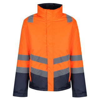 Regatta Mens Mens Pro Hi Vis Waterproof Breathable Insulated Parka TRA219-HIVIZ ORANVY - Borderland Muff