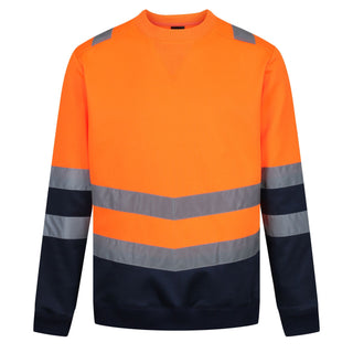 Regatta Pro Hi Vis Crew Neck Sweat Top TRF656-HIVIZ ORANVY - Borderland Muff