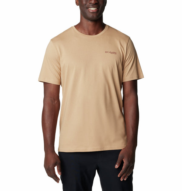Columbia Mens North Cascade Comfort Stretch Logo Tee-YELLOW - Borderland Muff