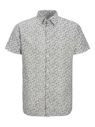 Jack & Jones Blasummer Print Short Sleeve Shirt-WHITE - Borderland Muff