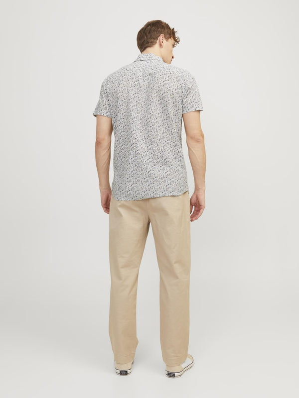 Jack & Jones Blasummer Print Short Sleeve Shirt-WHITE - Borderland Muff