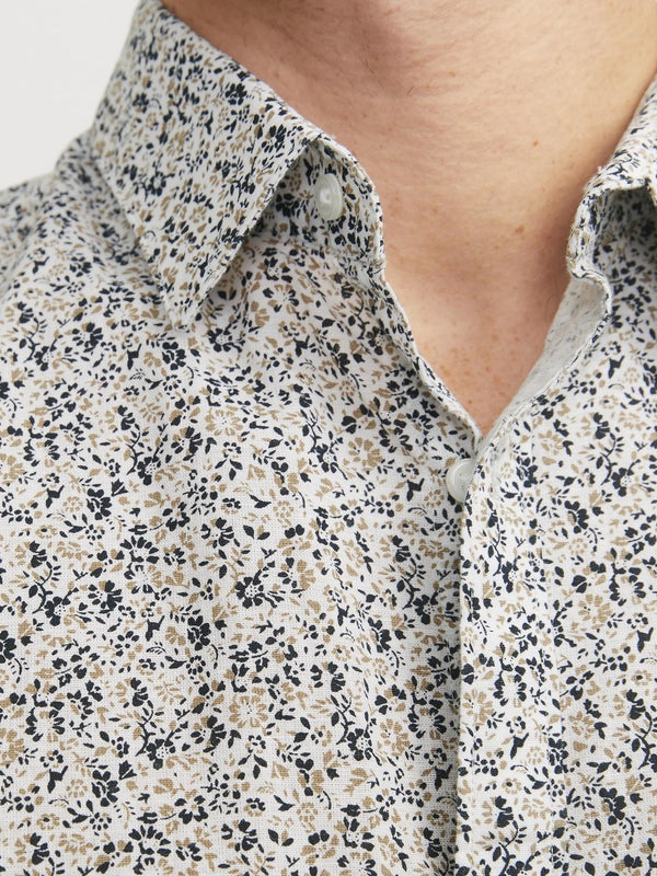 Jack & Jones Blasummer Print Short Sleeve Shirt-WHITE - Borderland Muff