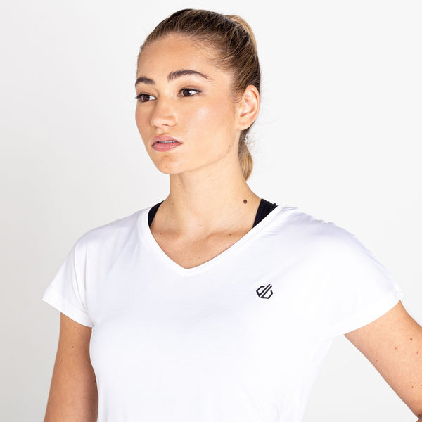 Dare2b Ladies Lightweight Wicking Vigilant Tee-WHITE - Borderland Muff