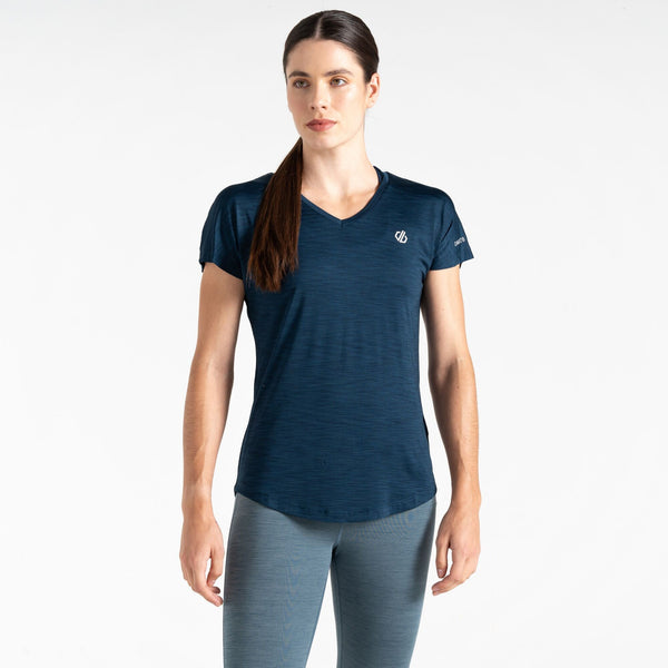 Dare2b Ladies Lightweight Wicking Vigilant Tee-DENIM BLUE - Borderland Muff
