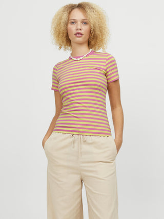 JJXX Gigi Stretch Fit Striped Tee -ROSE - Borderland Muff