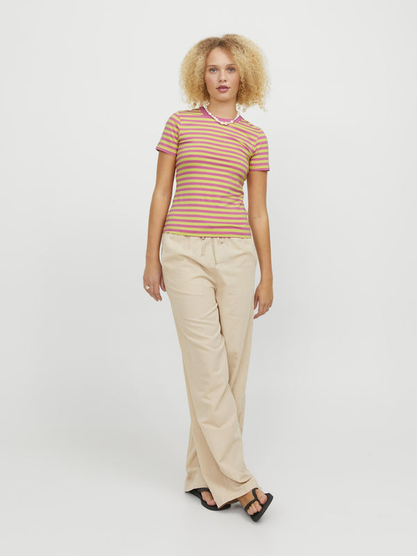 JJXX Gigi Stretch Fit Striped Tee -ROSE - Borderland Muff