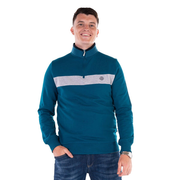 Mineral Mens Ruddock Regular Fit Quarter Zip Fleece-TEAL - Borderland Muff