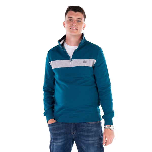 Mineral Mens Ruddock Regular Fit Quarter Zip Fleece-TEAL - Borderland Muff