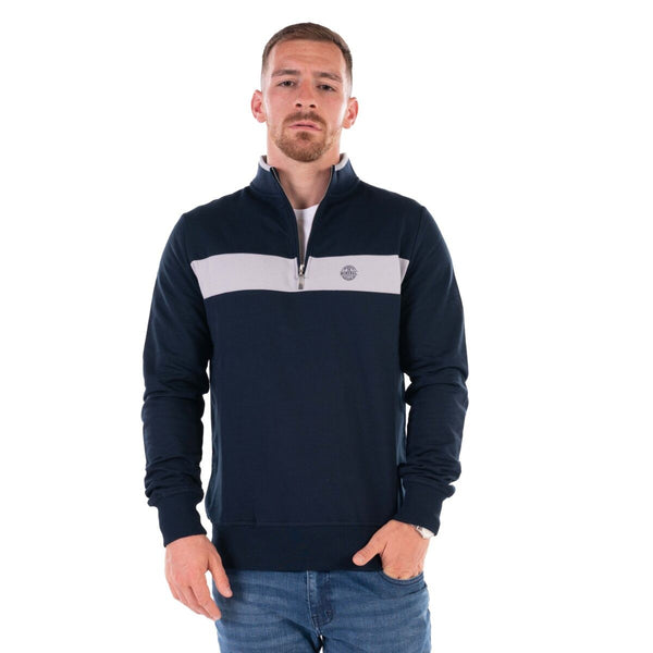 Mineral Mens Ruddock Regular Fit Quarter Zip Fleece-NAVY GREY - Borderland Muff