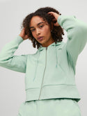 JJXX Abbie Long Sleeve Crop Full Zip Hooded Sweat-JADE - Borderland Muff