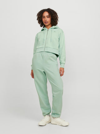 JJXX Abbie Long Sleeve Crop Full Zip Hooded Sweat-JADE - Borderland Muff