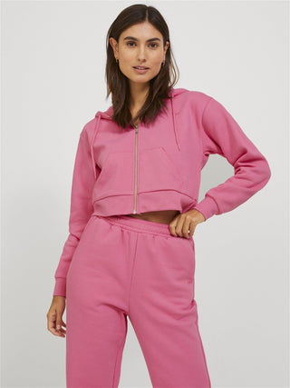 JJXX Abbie Long Sleeve Crop Full Zip Hooded Sweat-ROSE - Borderland Muff