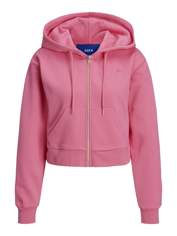 JJXX Abbie Long Sleeve Crop Full Zip Hooded Sweat-ROSE - Borderland Muff