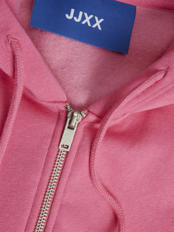 JJXX Abbie Long Sleeve Crop Full Zip Hooded Sweat-ROSE - Borderland Muff