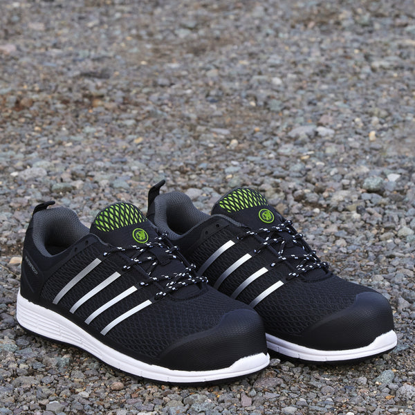 Apache Mens Motion Water Resistant Safety Work Shoe Trainer -BLACK - Borderland Muff