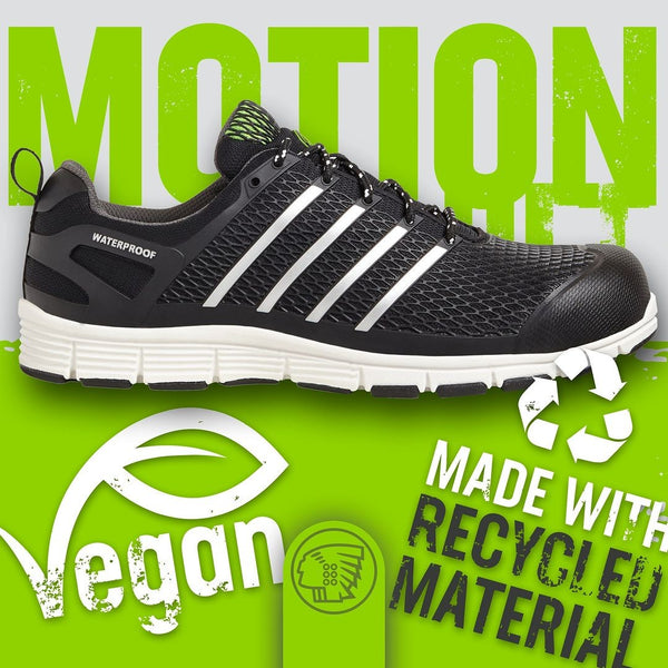 Apache Mens Motion Water Resistant Safety Work Shoe Trainer -BLACK - Borderland Muff