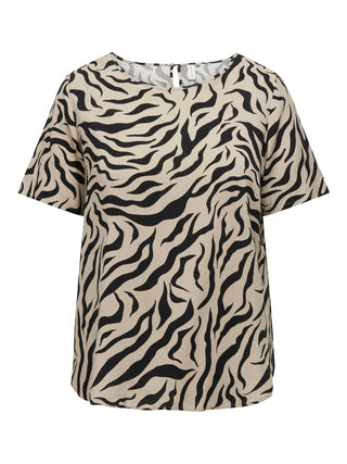Only Carmakoma Carnova Plus Size Ladies Short Sleeve Top-ANIMAL - Borderland Muff