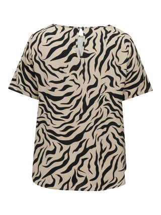 Only Carmakoma Carnova Plus Size Ladies Short Sleeve Top-ANIMAL