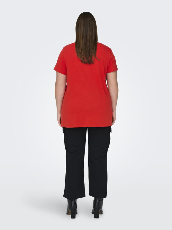 Only Carmakoma Carbonnie Plus Size Ladies Short Sleeve Tee-SCARLET - Borderland Muff