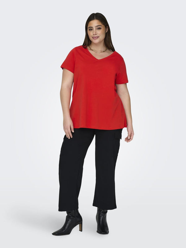 Only Carmakoma Carbonnie Plus Size Ladies Short Sleeve Tee-SCARLET - Borderland Muff