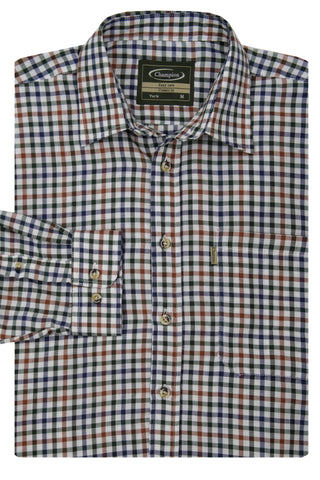 Champion Mens York Long Sleeve Check Shirt-BROWN - Borderland Muff