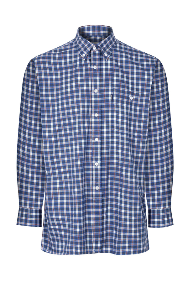 Champion Mens Ashbourne Long Sleeve Check Shirt-BLUE - Borderland Muff