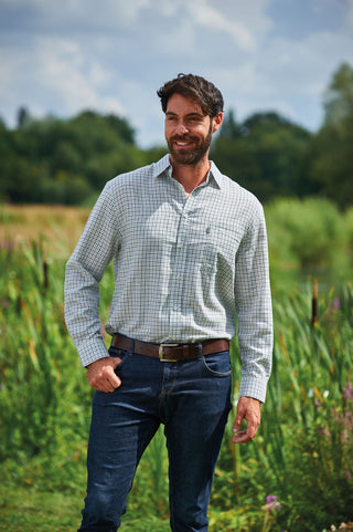 Champion Mens Epsom Long Sleeve Check Shirt-BLUE - Borderland Muff