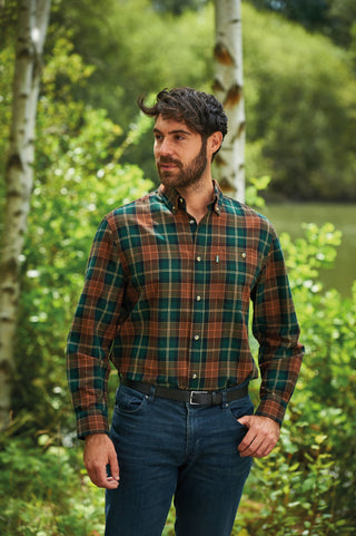 Champion Mens Dorchester Long Sleeve Check Shirt-GREEN - Borderland Muff