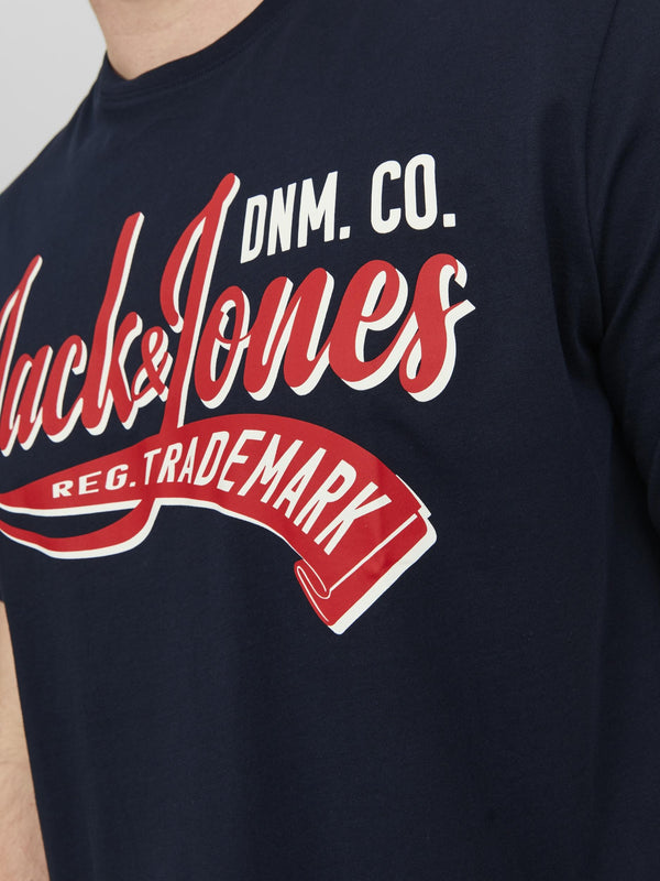 Jack & Jones Logo Plus Size Regular Fit Tee-NAVY BLAZER - Borderland Muff